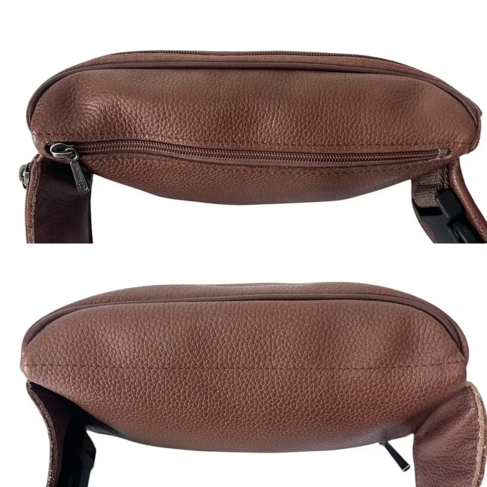 Longchamp Vintage Le Foulonne Pebbled Leather Belt Bag Fanny Pack Y2K Brown